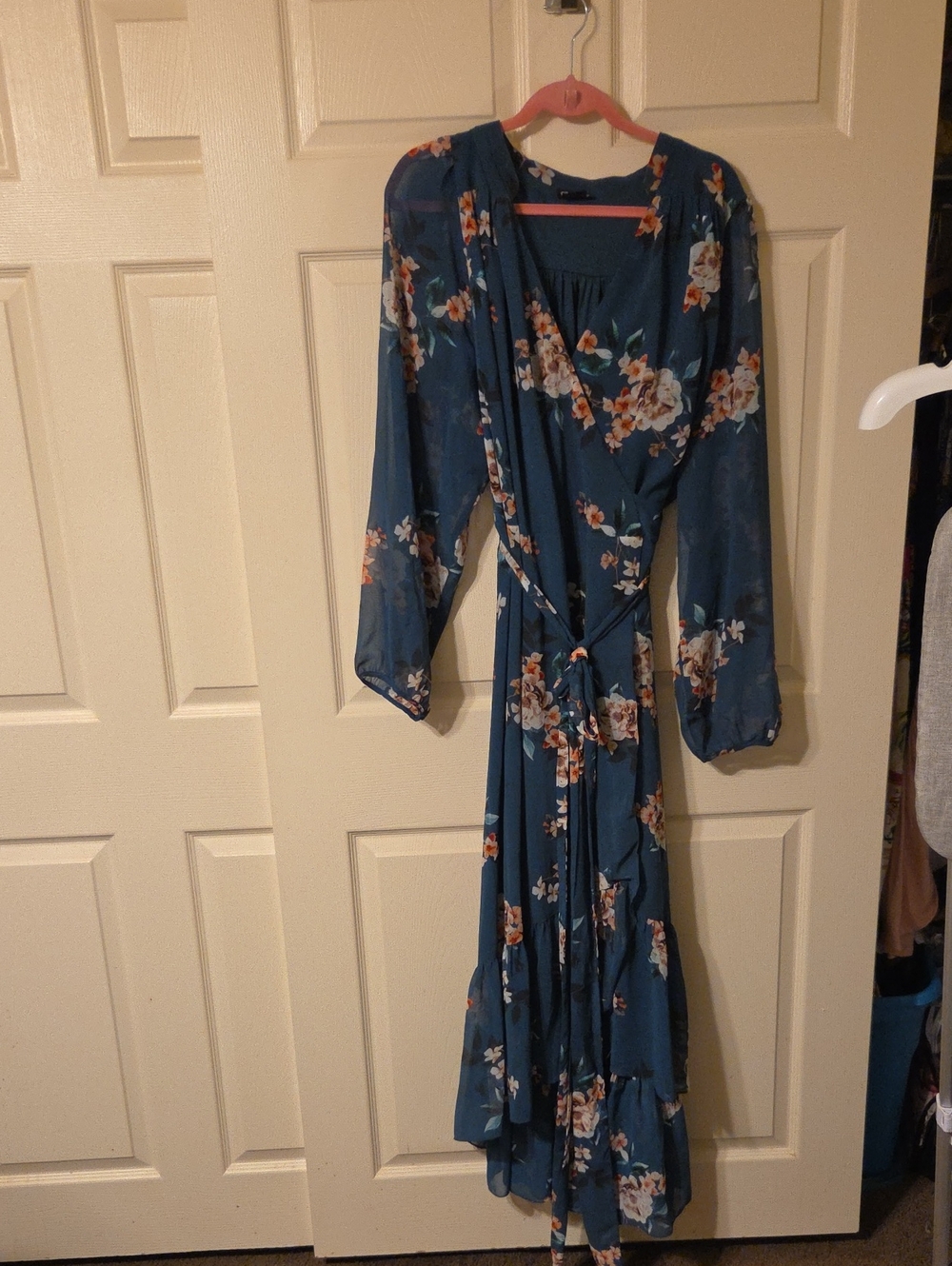 City Chic Teal Floral Maxi Wrap Dress